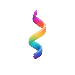 Vibrant rainbow colored twisted ribbon.