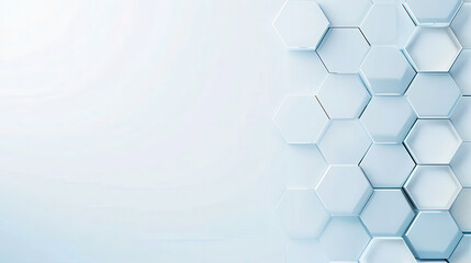 A white background with a blue hexagonal pattern