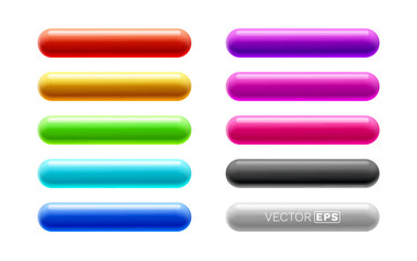 Obraz premium A vibrant collection of glossy, rounded web buttons in a variety of colors.