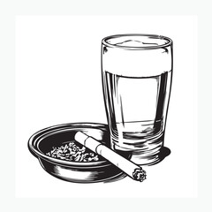 glass of beer and a cigarette