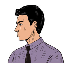 Businessman Profile Portrait in Pop Art Style Vector Illustration © Mikhail