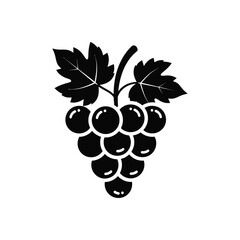Fototapeta premium Bunch of grapes in simple silhouette style with black color on white background for wine logo