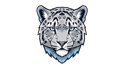 Obraz premium A majestic snow leopard's face staring intensely, illustrated with piercing blue eyes and detailed fur texture