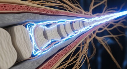 Detailed 3D Illustration of Human Nerve Cells.