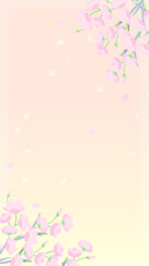 桜のイラストの春のセールバナー背景（パステルカラー・縦型）