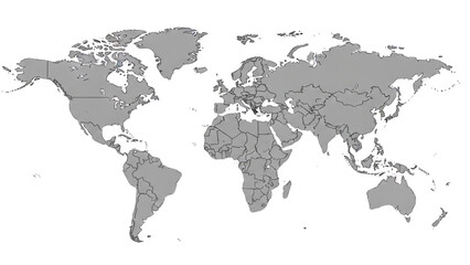 Fototapeta premium World map illustration showing continents and countries from a global viewpoint