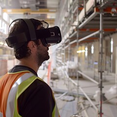 Obraz premium Architect using VR to walk through a building before it's built,