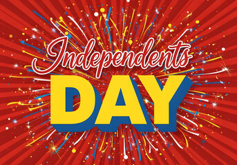 A vibrant celebration of Independents Day with fireworks and colorful lights