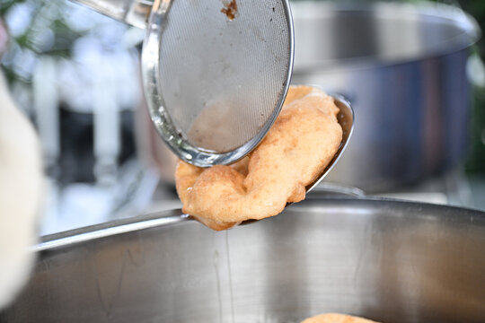 Pizza fritta or fried Pizza street food from Naples Campania Italy