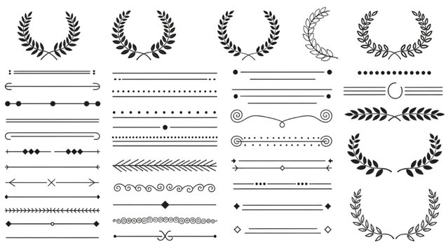 Collection of ornate dividers, frames, and decorative elements in various styles and designs