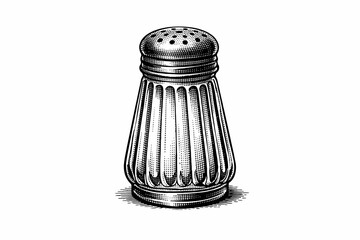 Vintage black engraved vector illustration of a salt shaker