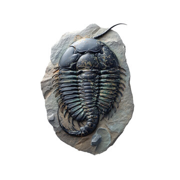 Trilobite f&oacute;sil que representa vida marina antigua, evoluci&oacute;n, historia natural y estudio cient&iacute;fico del pasado geol&oacute;gico.Trilobite f&oacute;sil incrustado en roca mostrando exoesqueleto segmentado