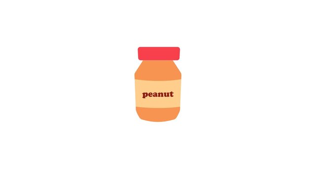 Peanut butter jar illustration animation transparent background