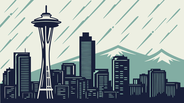 Seattle skyline with the iconic space needle, perfect for travel brochures, city guides, websites, blogs, social media posts, and posters.