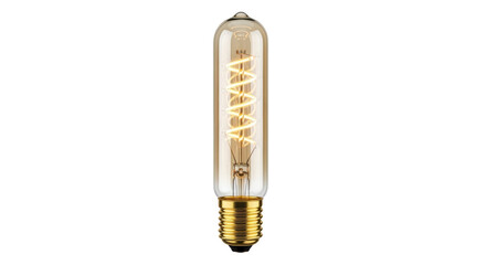 Vintage Edison bulb PNG isolated on transparent background, antique style lightbulb with glowing filament for retro design and decoration