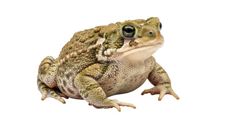 Fototapeta premium American toad isolated PNG, amphibian with bumpy skin and bulging eyes on transparent background, wildlife animal