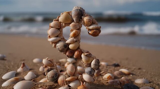 A dollar sign formed from elegant seashells on a sandy beach illustrates the theme of vacation spending and luxury in travel-related financial decisions. cinematic color correction, natural uneven
