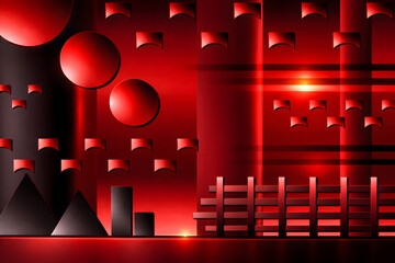 赤と黒の近未来幾何学的背景アート