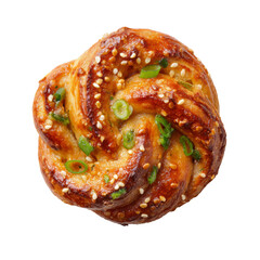 Fototapeta premium A close-up shot of a freshly baked, sesame seed-topped bread roll Isolated Transparent Background, PNG