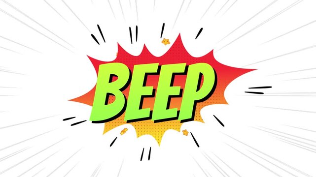 BEEP Comic Style Pop Art Text Animation with Bold Cartoon Typography on White Background