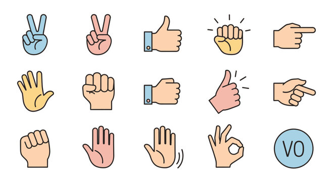 Various hand gestures for communication and expression
