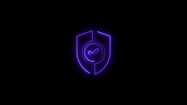 Neon Purple Shield with Checkmark Animation Cybersecurity Concept