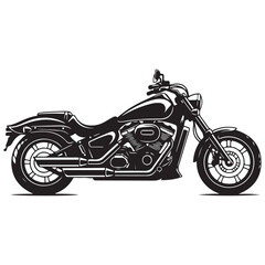 Obraz premium Black and White Motorcycle Side View Illustration