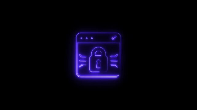 Neon Blue Padlock on Dark Background Secure Website Protection Concept