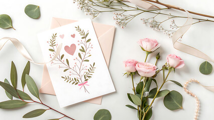 Valentine&rsquo;s Day Text Design, Greeting Card Background, Template Love Letter, Valentines Day Card, Elegant Valentine&rsquo;s Day Greeting Card Template, Card With Flowers
