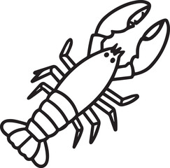 Obraz premium A detailed monochrome outline of a lobster. Focus on the sea creature, showcasing its intricate anatomy.