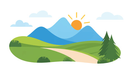 Obraz premium A minimalist vector illustration of a mountain landscape with a winding road (2)_traced
