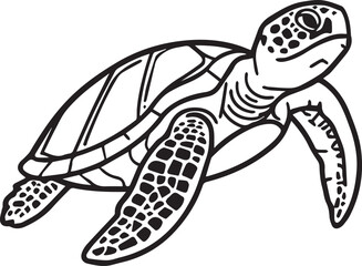 Fototapeta premium An illustration captures the essence of a serene sea turtle gliding gracefully through the tranquil ocean waters, showcasing intricate details.