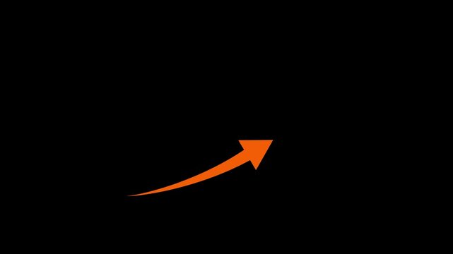 Orange Glow Abstract Rising Arrow Business Graph Animation &ndash; Economic Growth Icon with black background.