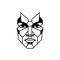 Geometric Human Face Line Art Illustration on White Background.