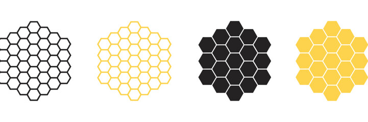 Bee honeycomb set vector illustrations, © Vector Gallery