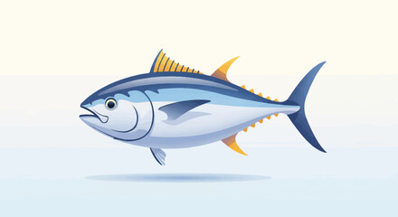 Fototapeta premium A stylized illustration of a bluefin tuna fish against a soft gradient sky