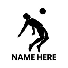 Dynamic silhouette illustration of a male soccer player heading a football in mid-air, capturing the essence of athletic prowess and competitive sport action © Hamzah