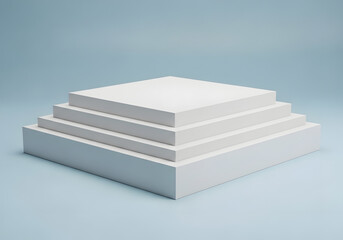 A stack of white square blocks on a blue background