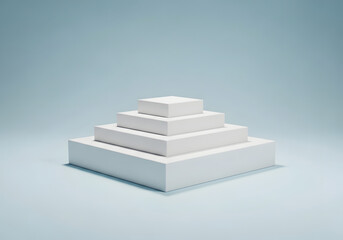 A stack of white square blocks on a blue background