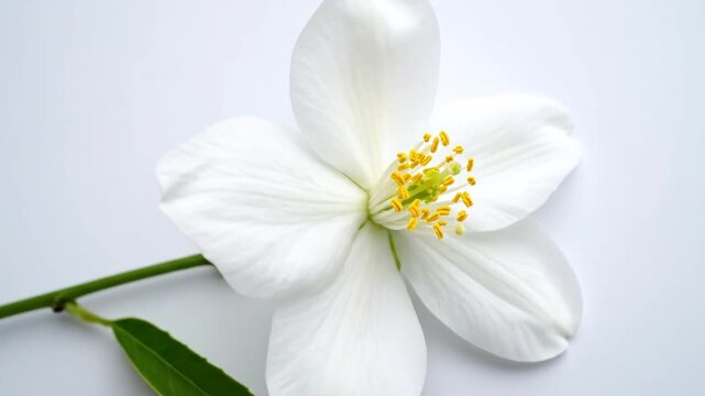 A delicate white flower with a long green stem and a clean white background, perfect for design.