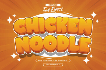 Chicken noodle editable text effect with cartoon text style and with comic background