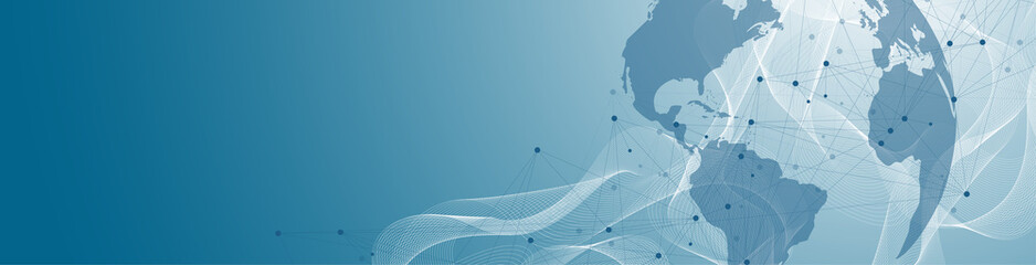 Global network connection concept. Big data visualization. Social network communication in the global computer networks. Internet technology. Business. Science. Illustration