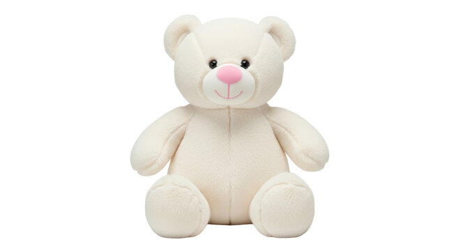 Soft plush teddy bear toy isolated PNG, cuddly stuffed animal for kids and decoration on transparent background