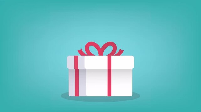 Present, gift box icon. 4k video animation