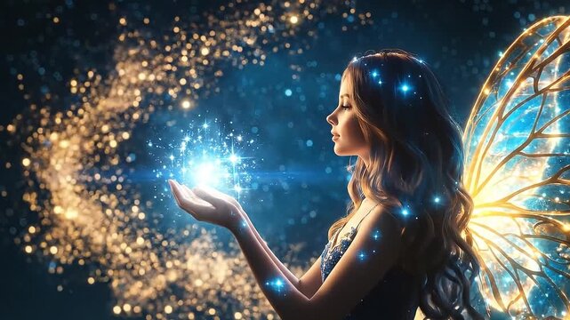 A stargazer fairy channeling energy from galaxies above