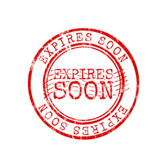 Expires soon red rubber stamp with grunge texture, vector illustration