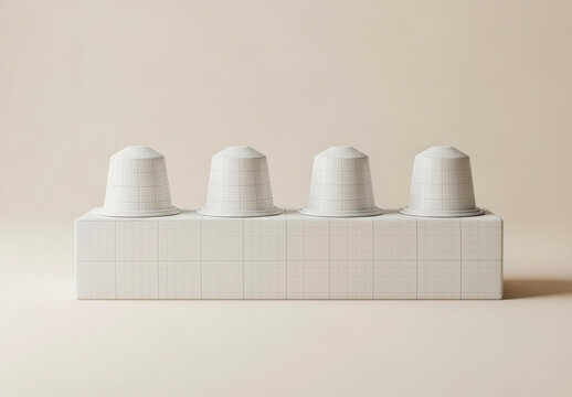 Coffee Capsules and Box Packaging Mockup