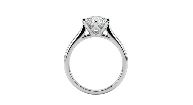 Elegant solitaire diamond ring isolated PNG, classic engagement jewelry for wedding proposal and special occasions