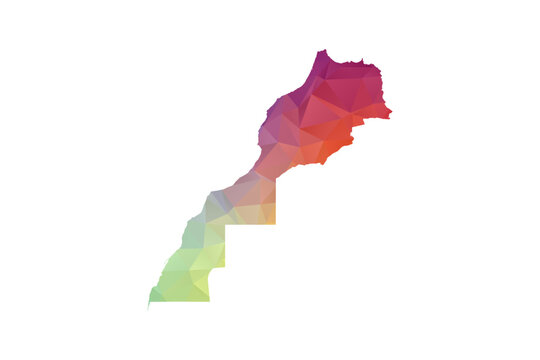 Morocco Map - Polygon Style Vector Illustration in Rainbow Gradient, Low Poly Multicolor Geometric Design, Isolated on White Background, Suitable for Reports, and Creative Projects.
