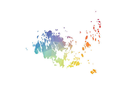 Aland Islands Map - Polygon Style Vector Illustration in Rainbow Gradient, Low Poly Multicolor Geometric Design, Isolated on White Background, Suitable for Reports, and Creative Projects.